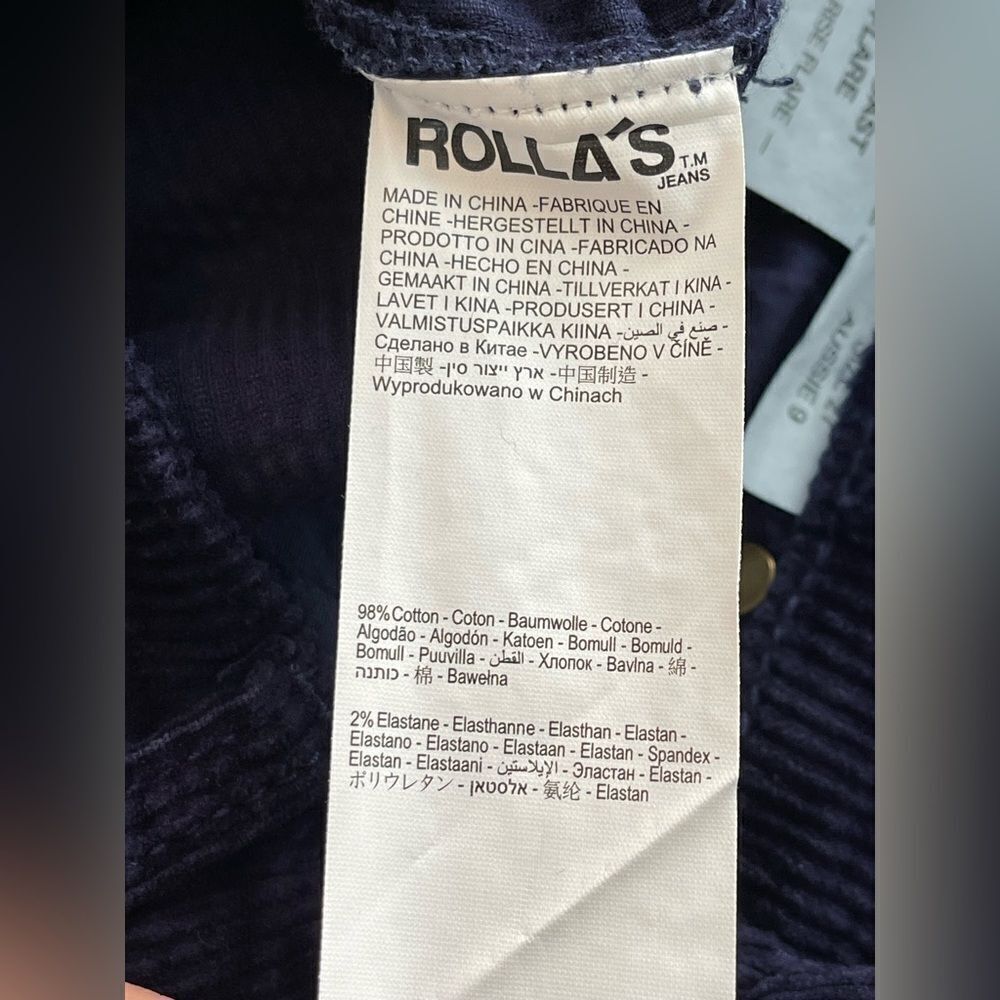 ROLLA'S Eastcoast flare corduroy in Navy. Boho 70’s inspired bell bottoms 27 NWT - Picture 11 of 11